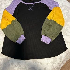 Mardi Gras rib knit long sleeve